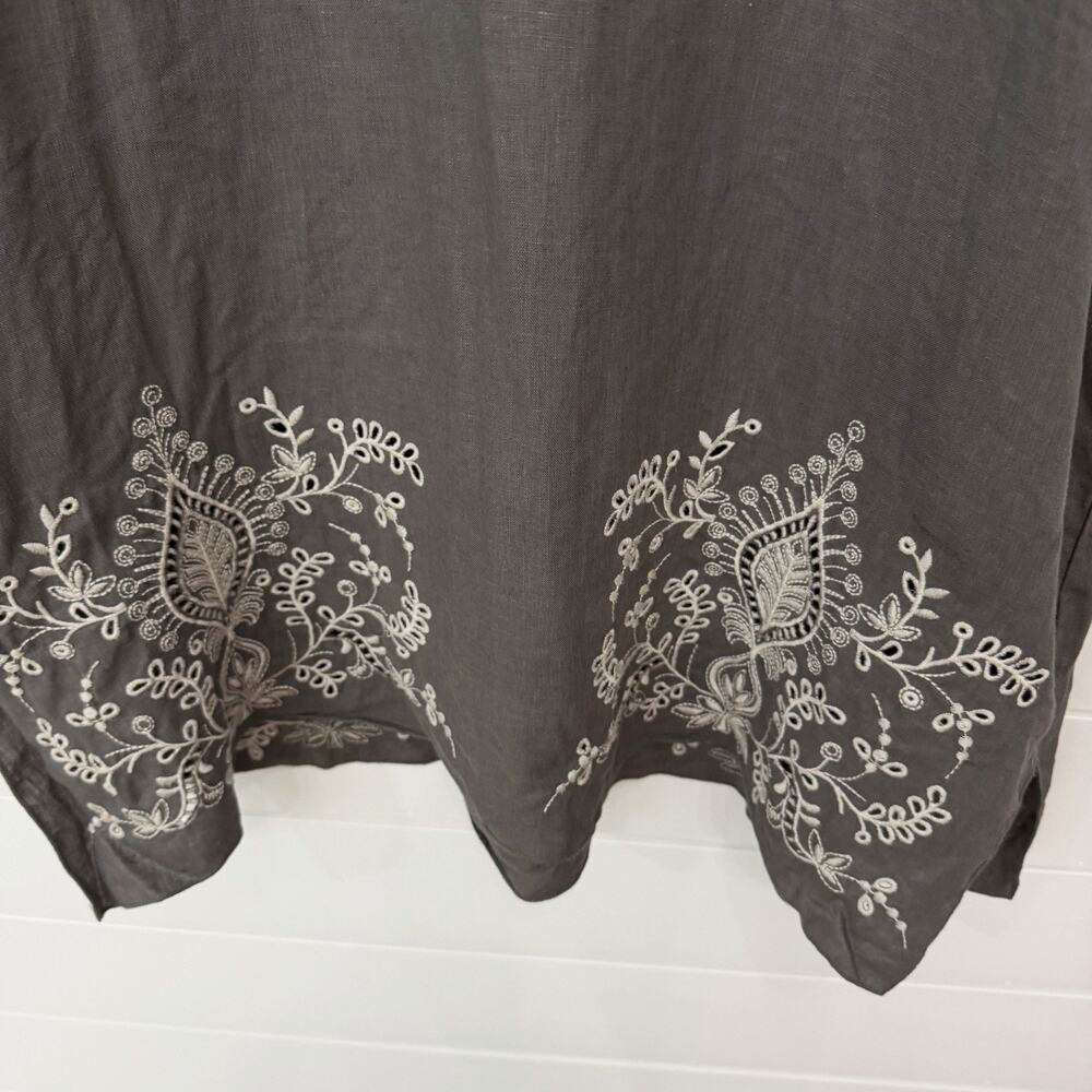 Women’s Johnny Was Assa Linen Draped Tunic Gray Embroidered Floral Small S - Picture 5 of 9